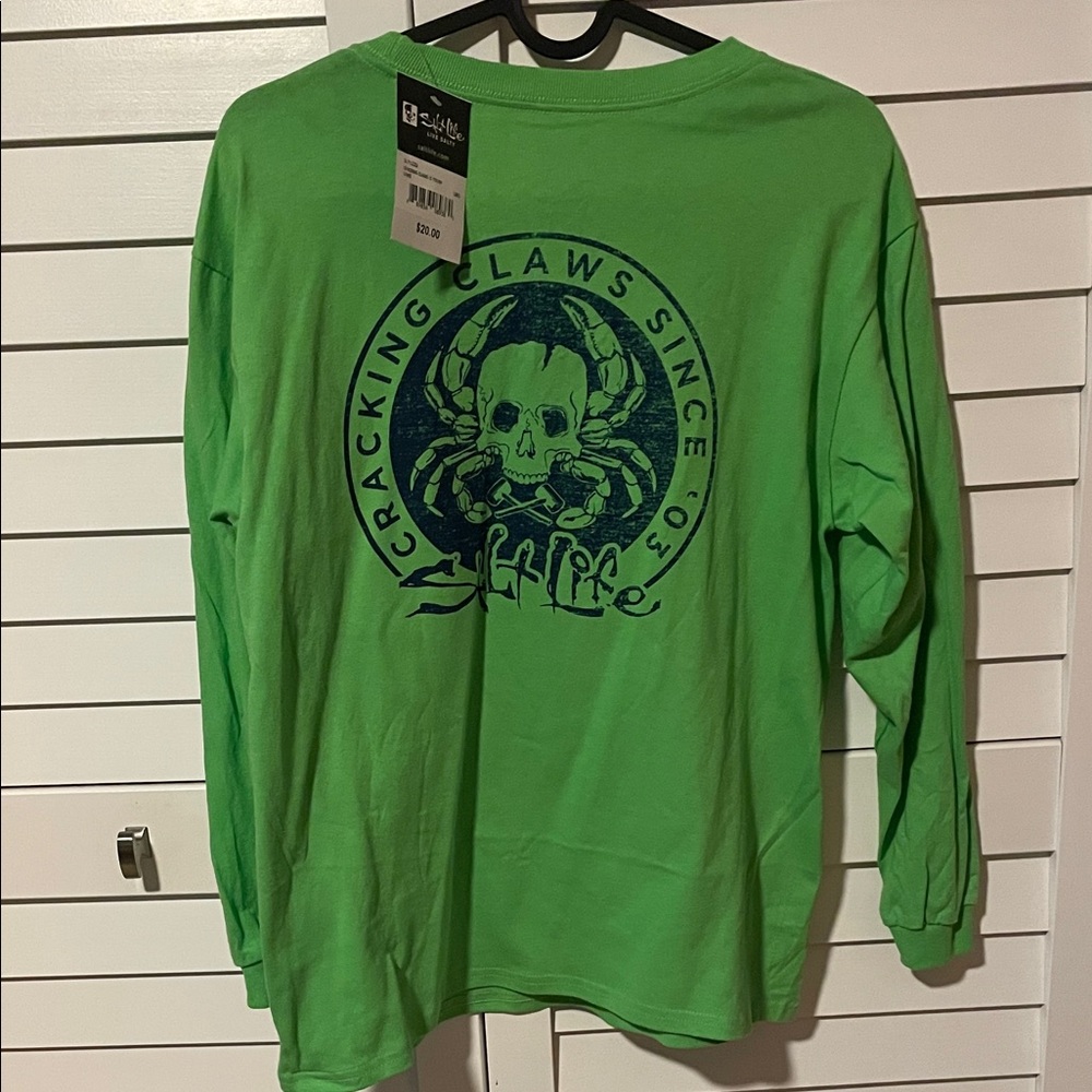Salt Life Kids Cracking Claws Lime Green Long Sleeve Tee
